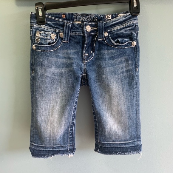 Miss Me Bermuda Jean Shorts Youth Size 10 Blue Denim Rhinestones - Picture 7 of 11